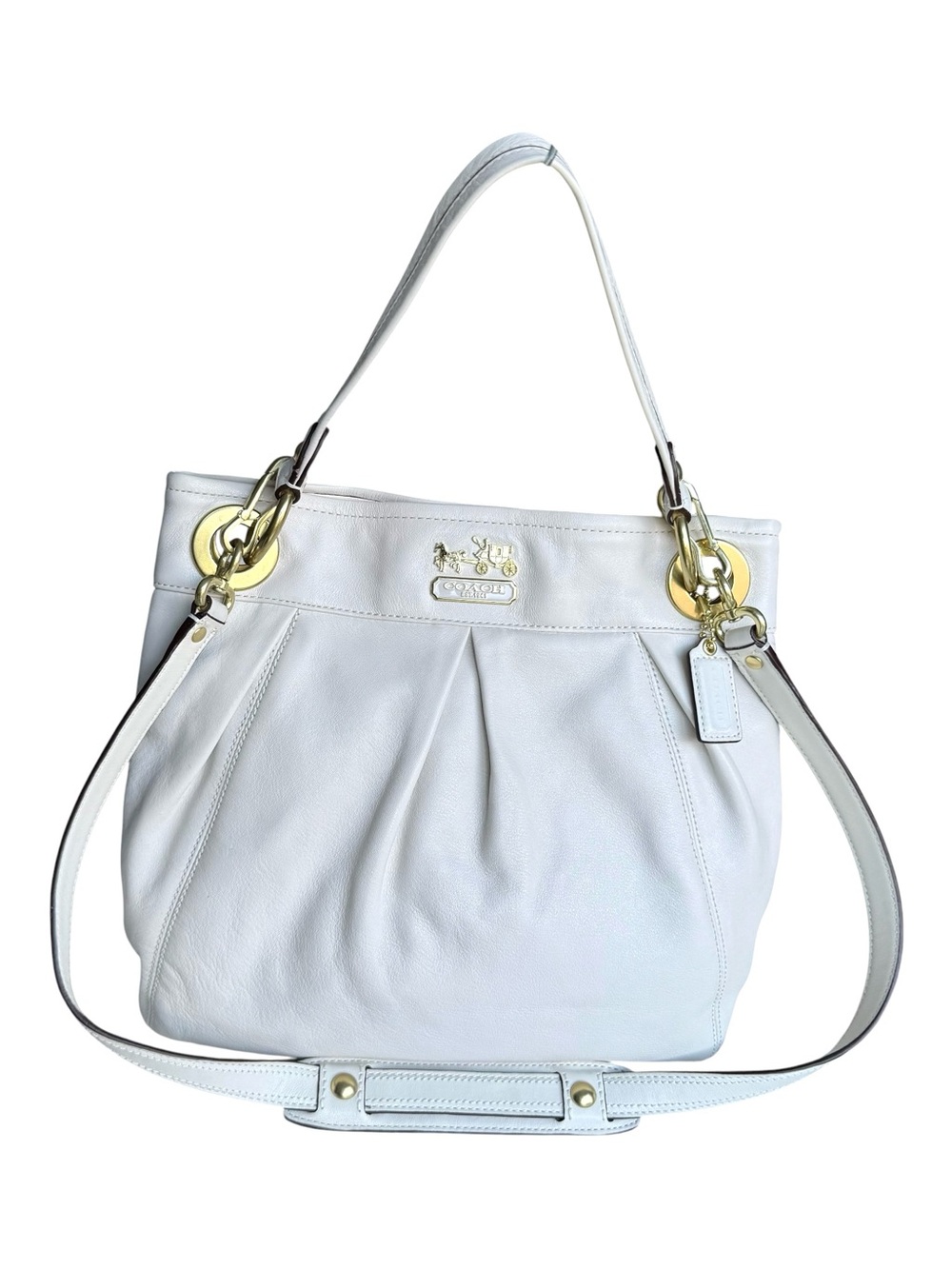 🆕 Coach Madison White Leather Hippie Shoulder Bag